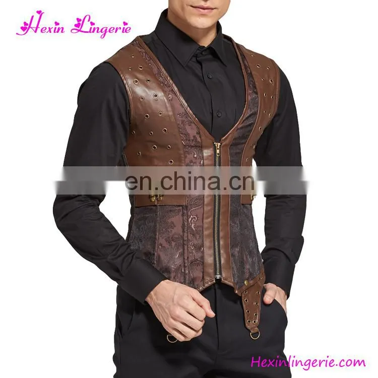 Custom Fashion Zipper Brown Lace Slimming Waist Corset Busk Tank Top