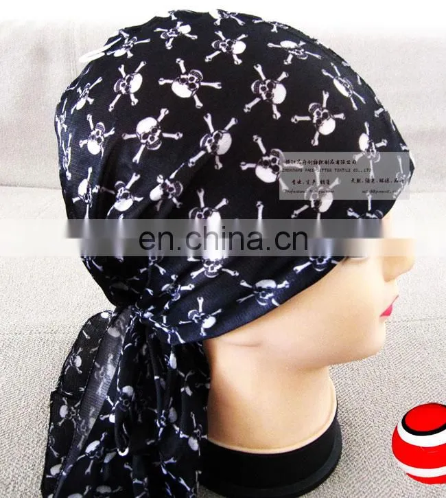 2014profession customize 100% cotton black with white pirate logo triangle bandana
