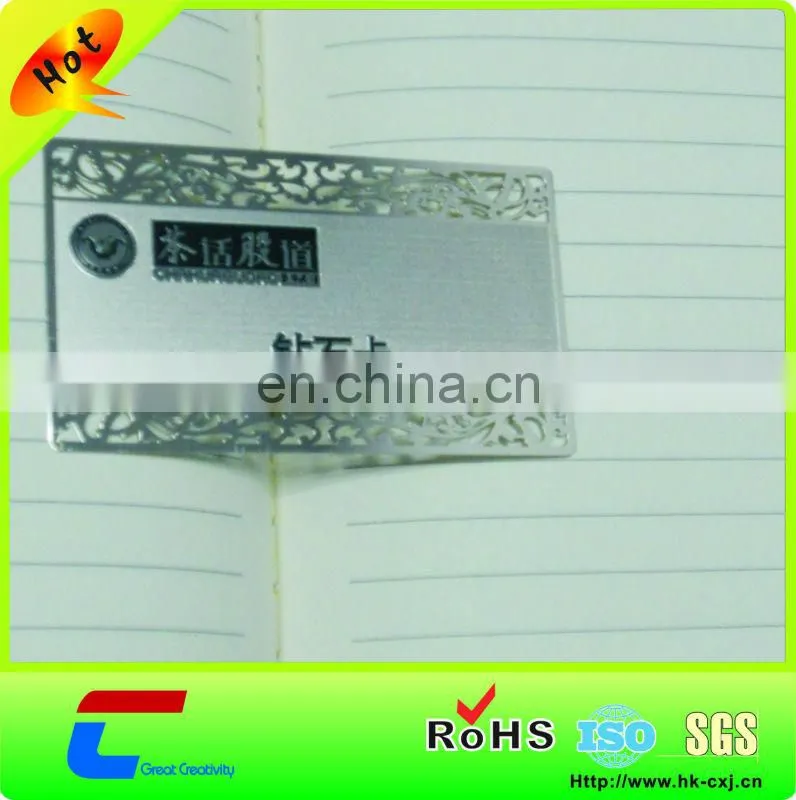 glossy mirror effect color printing stainless steel metal invitation card