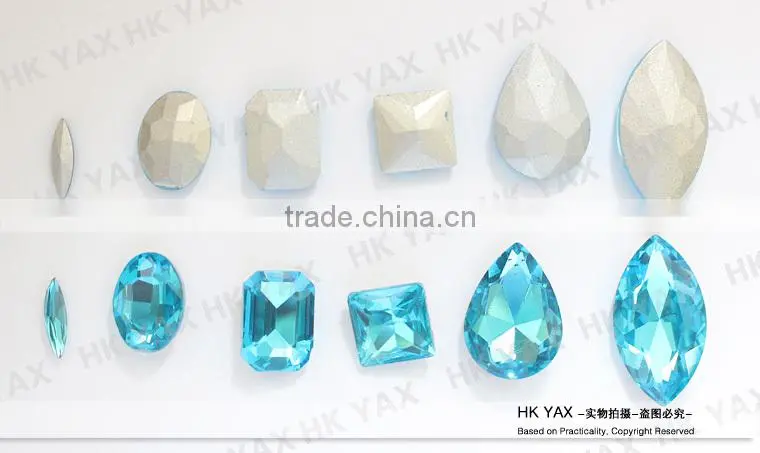 Silver base point back crystal fancy stone;Aquamarine crystal fancy stone wholesale ;crystal fancy stone cheap