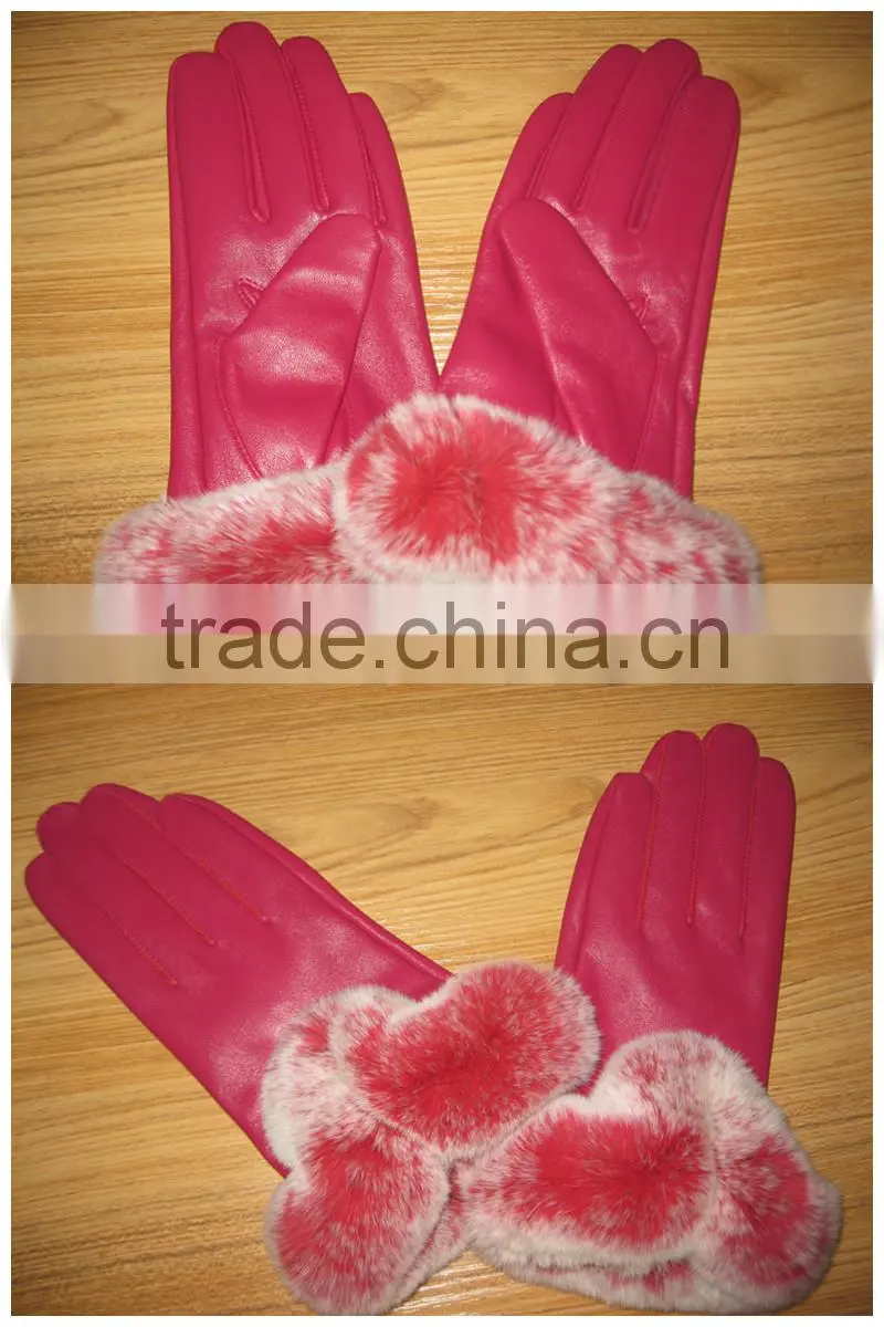 Ladies long black leather gloves sheepskin gloves
