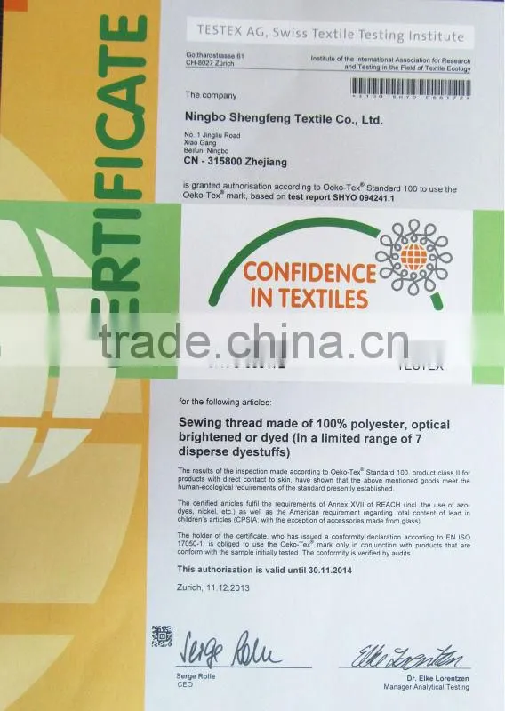 100% spun polyester sewing thread