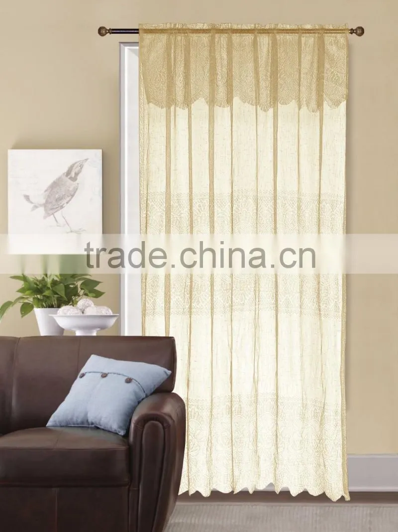 1PC 100% Polyester Flower Voile Beautiful Macrame Embroidery Curtain