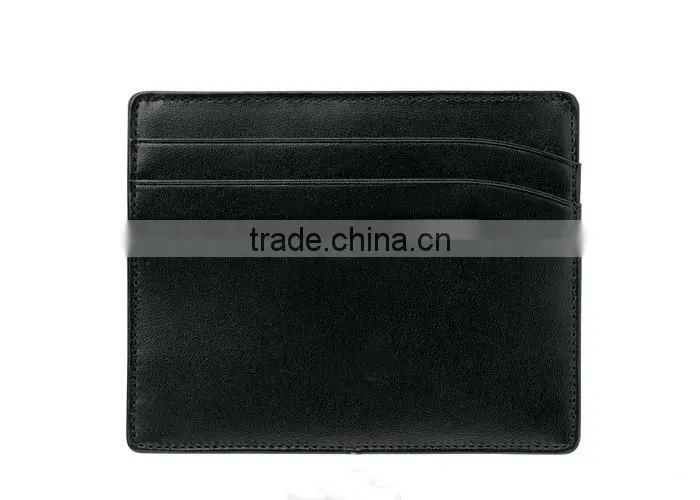 Super thin full grain calfskin credit card holder Factory leather subway card holder