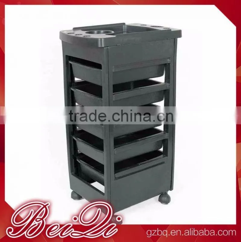 Beiqi Wholesale Plastic Hair Salon Trolleys Black Italy Style for Sale