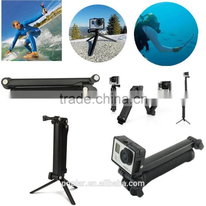 New camera accessories For Gopros hero4 session 3-way mount tripod monopod gopros 3-way grip Grip Super Portable Magic