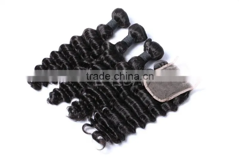 Deep wave human hair lace frontal closure, deep wave hair Brazilian virgin