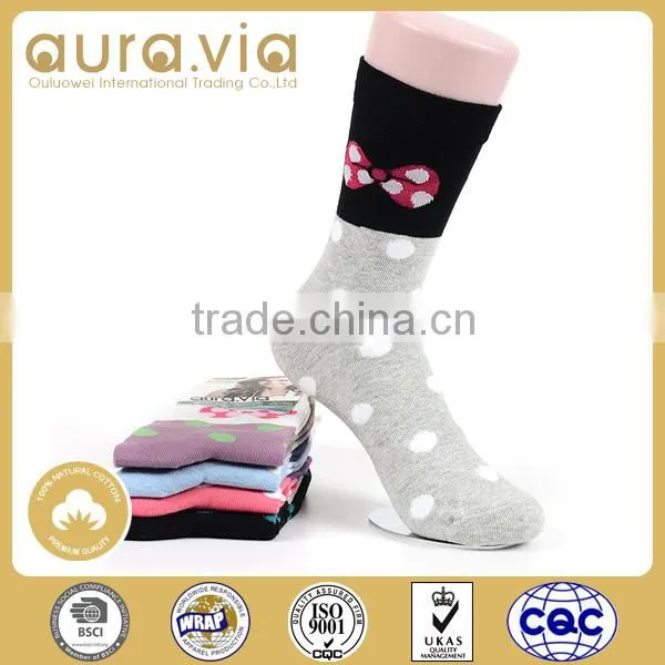 Professional OEM/ODM Factory Supply dot bowknot shape women sock