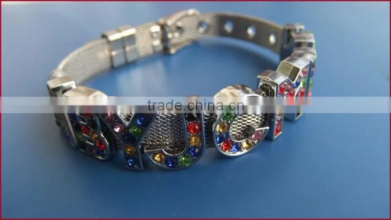 Letters can be Wear on Steel Mesh Belt 8MM & 10MM Wide Wristband Stainless Steel Bracelet
