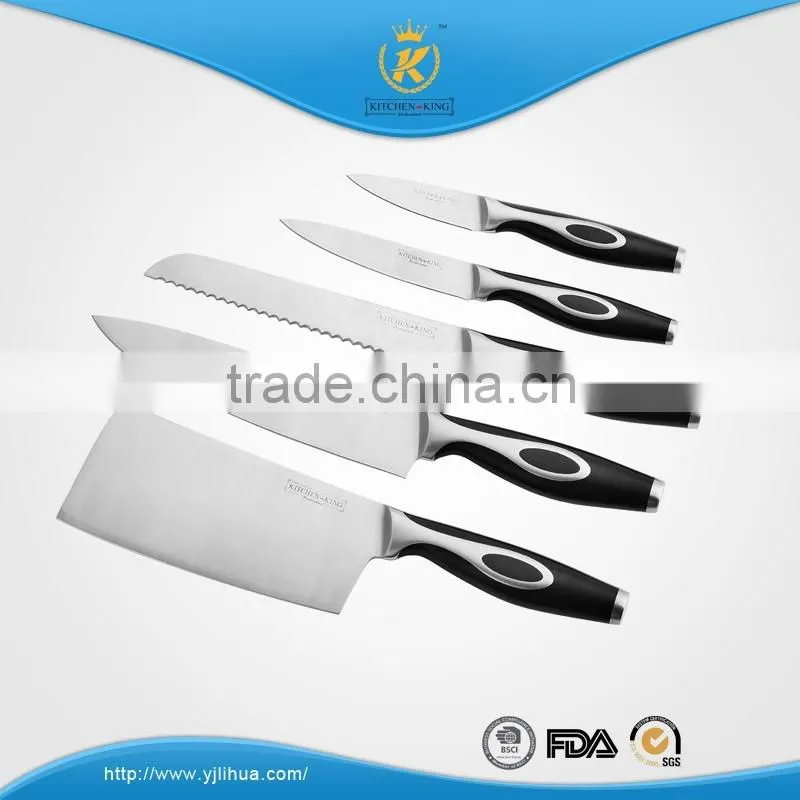 KITCHEN KING high quality stainless steel knife set with forged handle wooden block