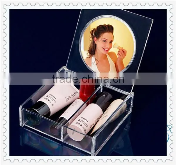 2015 Best Sale Cosmetic Desktop Makeup Storage Box With a Mirror