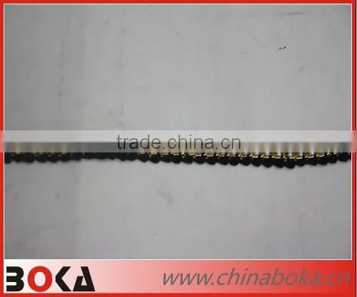 Fashion garment lace trim with metal and beads