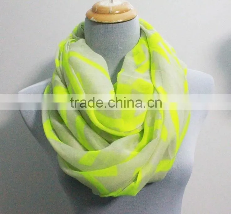 2015 Foreign Trade Latest Design Classic Cross Printed Polyester Infinity Scarf and Shawl Women