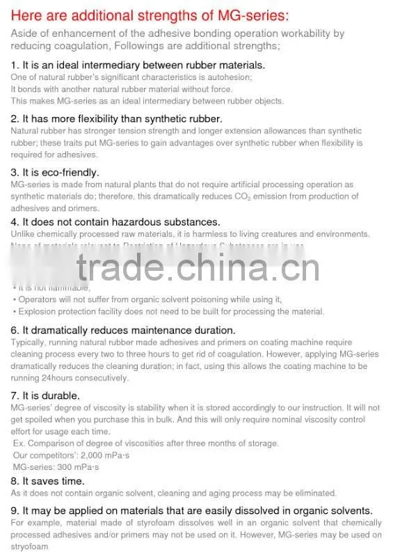MG series: all-purpose latex raw material