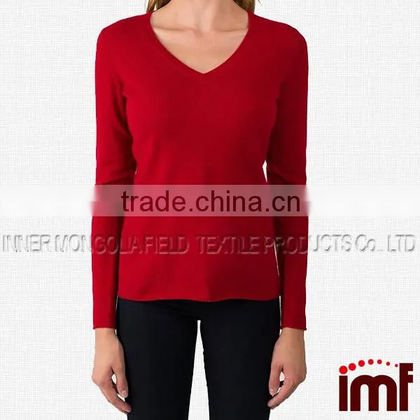 Cashmere Women's 100% Cashmere Long Sleeve Pullover V Neck Sweater
