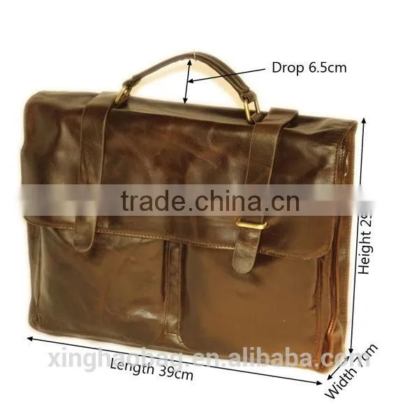 2014 branded men's briefcase brown leather briefcase bag