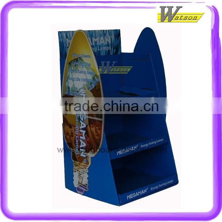 lighting store good quality shelf design cardboard display stand for electric bulb