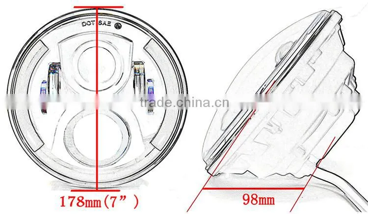 Ultra bright Waterproof Round 7" HID LED Projector Head light for Motorcycle Harley Davidson