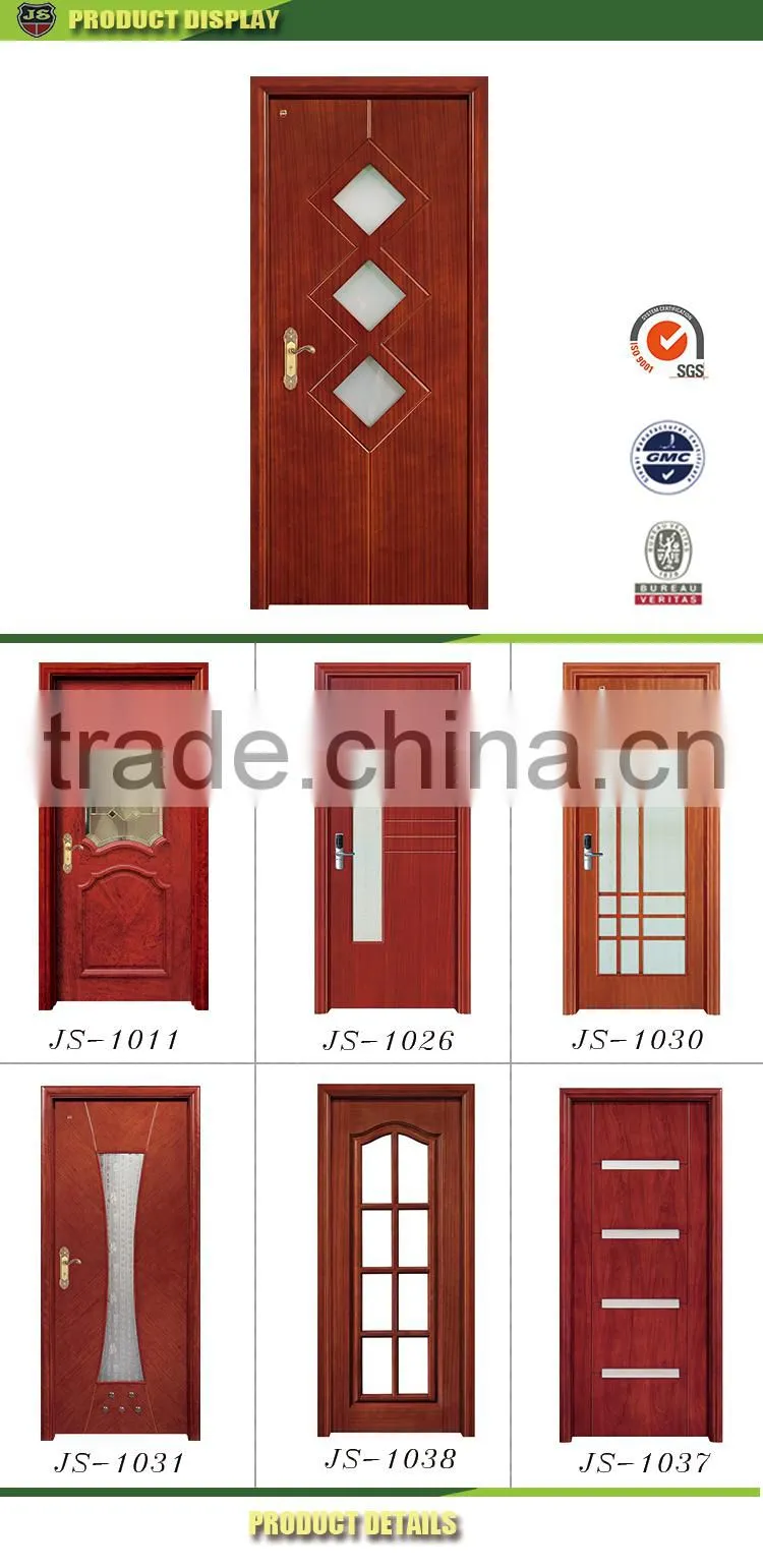China new modern design glass interior veneer wood door flush door price for home