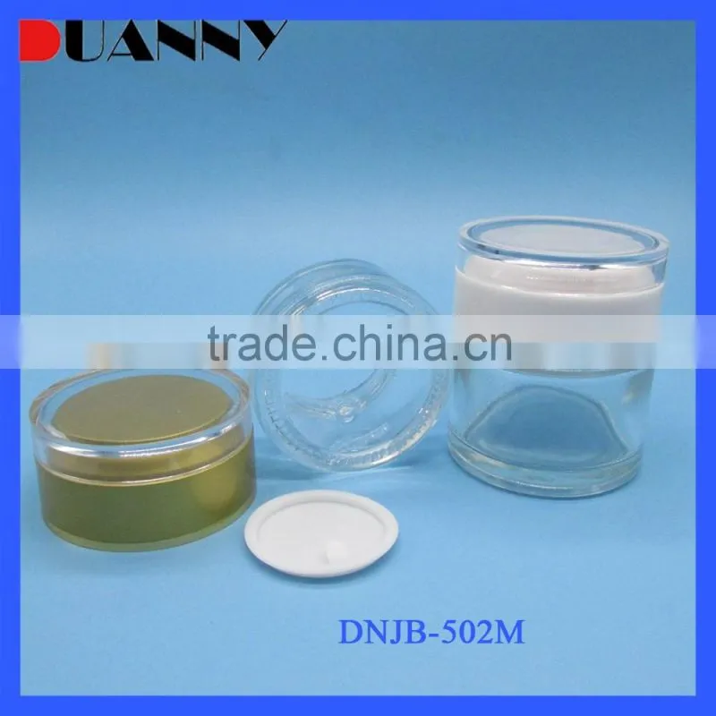 Wholesale Glass Jars Lids ,Wholesale Cosmetic Glass Jar Clear 50G With Plated-Colored Cap