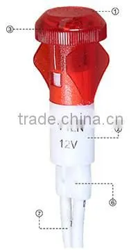Plastic10MM With Wire Panel Mount Red 12V pilot light sensor