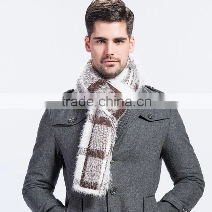 Two tones Plaid FLEECE men winter infinity Scarf fashion accessory