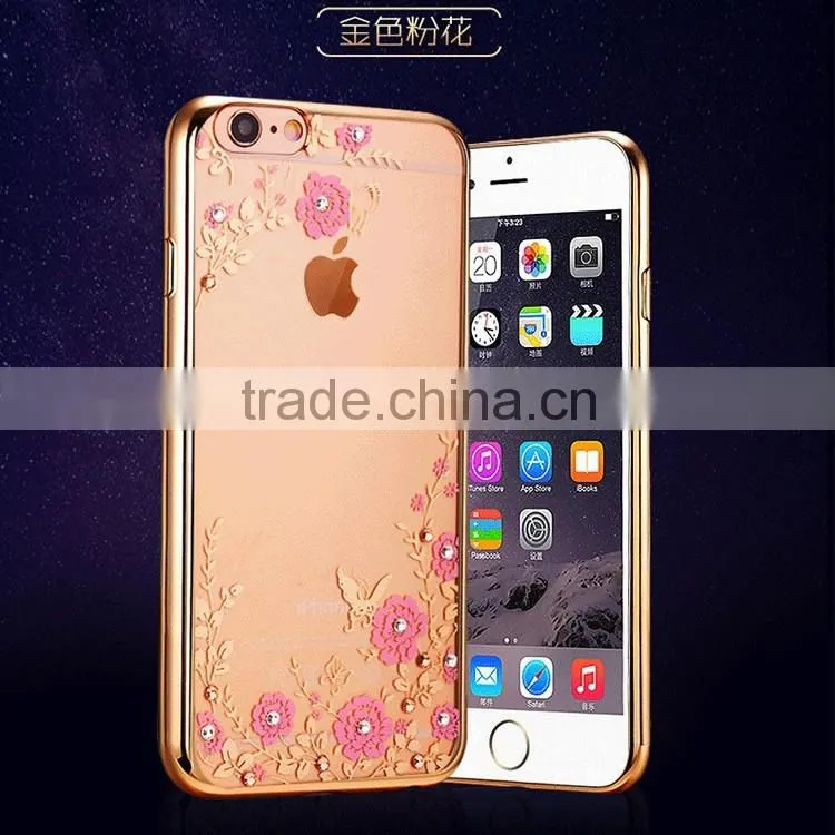 Luxury Diamond Flower Ultra-thin Clear Hard Back Case Cover For iPhone 6 6s Plus