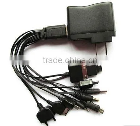 cheap customized pantone color multiple USB port charging cable, 10 in 1 multiple charging cable for smartphone