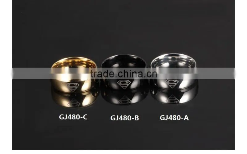 OEM service wholesale 316L stainless steel 18K gold plated superman wedding rings