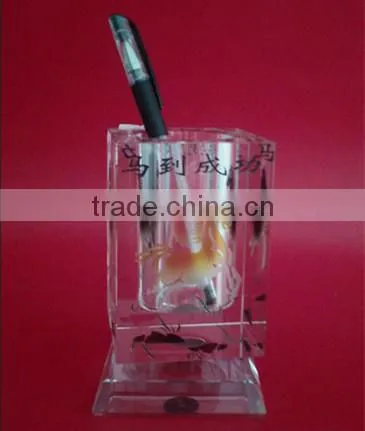 Custom Design Rotation Crystal Pen Holder Office Table Decoration