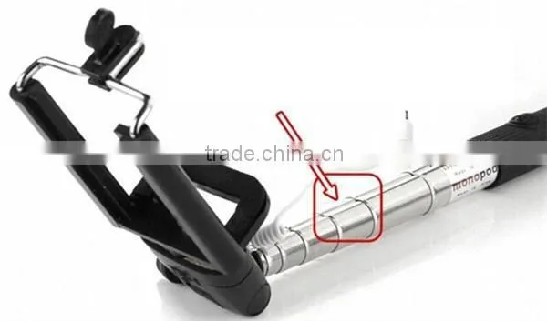 2015 Factory Price High Quality Colorful Smartphone Monopod Selfie Stick With Bluetooth Shutter