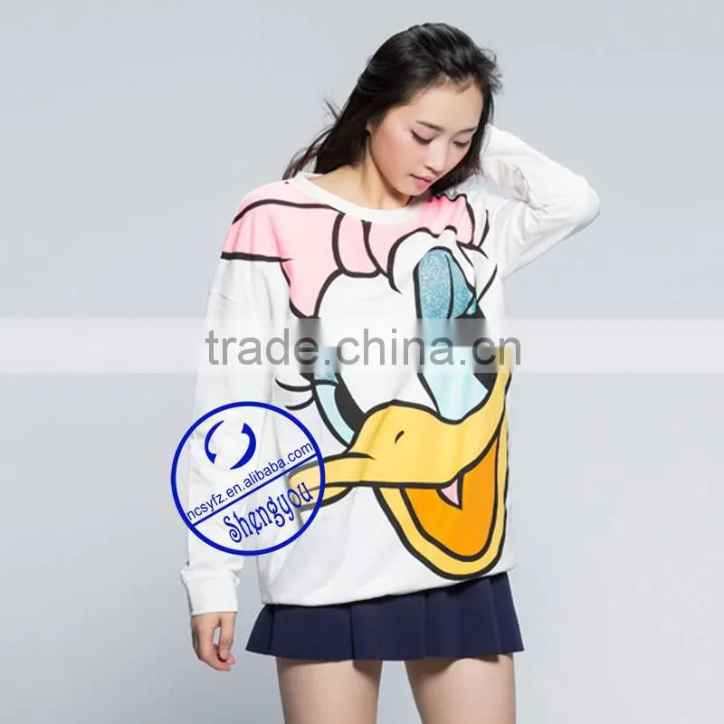 Custom women's longline sweatshirts with fashionale printing