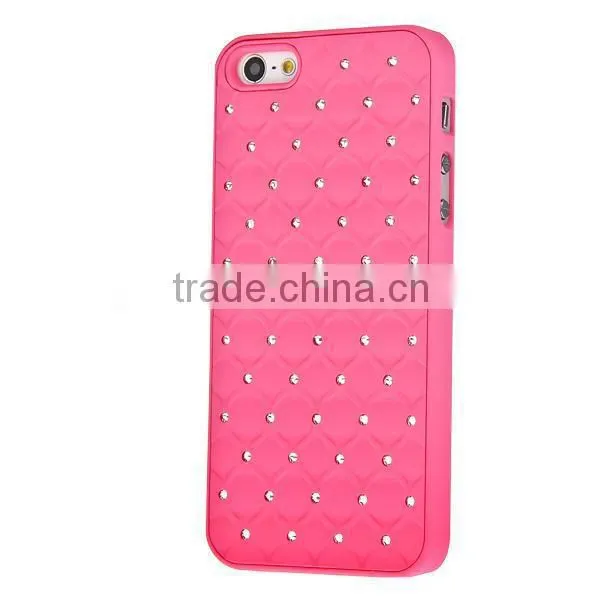 Set Screen Protector Stylus And Case For Iphone 5 , Hard Sky Blue Bling Diamond Plastic Mobile Phone Shell