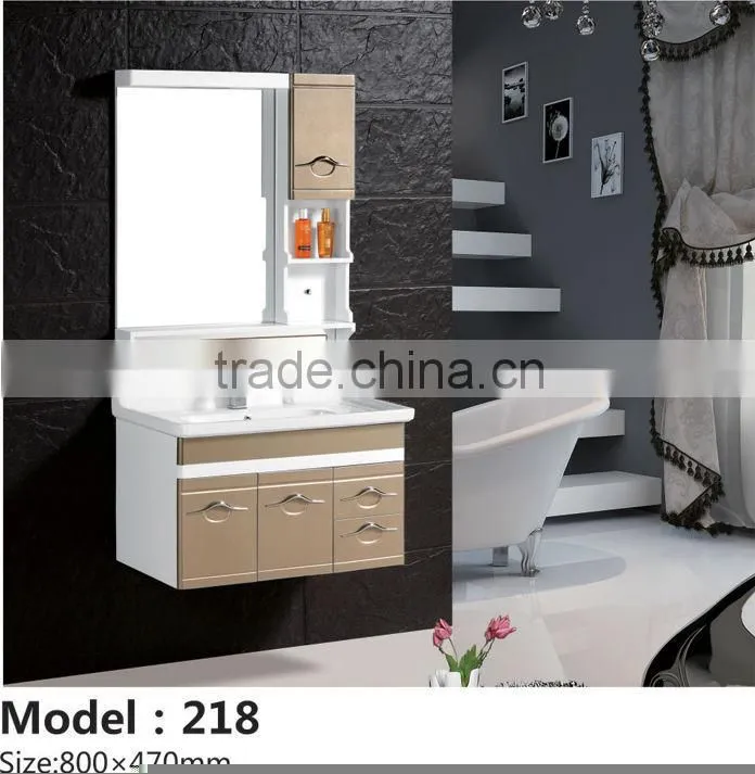 High Quality Bathroom PVC Bathroom Cabinet, Ceramic Basin