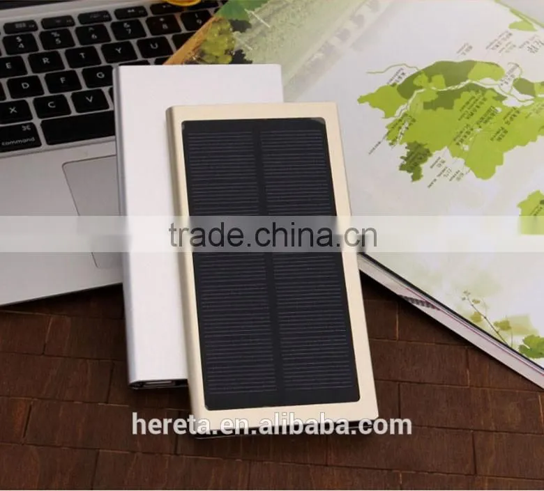 Classic Aluminum alloy 20000mAh dual usb portable solar panel power bank