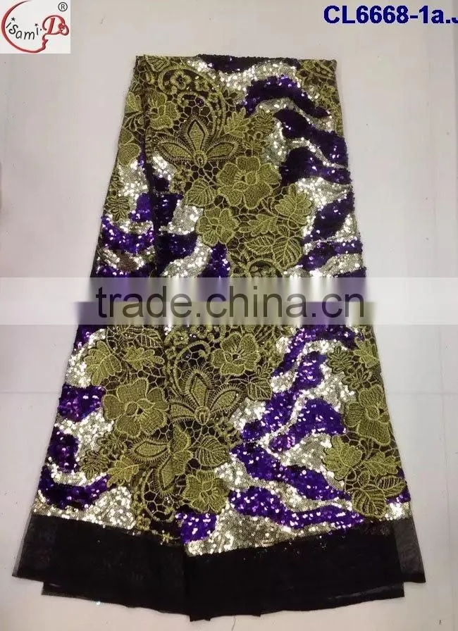 CL6668 New design good price sequins lace fabric, french lace for 5 yards