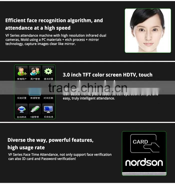 VF400 Face & RFID Time Attendance Terminal with WiFi, 3" Touch Screen