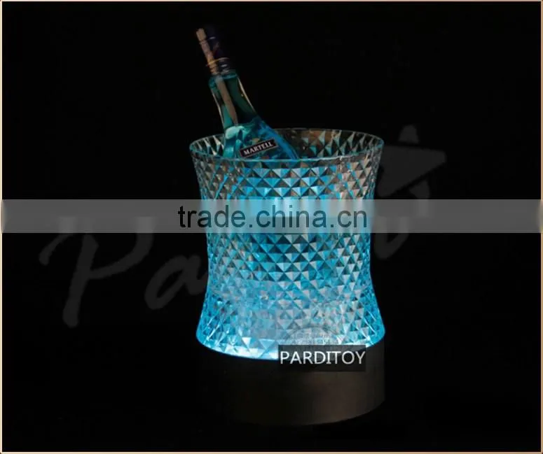 Bar cylinder shape diamond led lighted champagne ice bucket