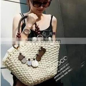 NEW DESIGNS LOVELY FLOWER KNITTED STRAW BAGS WOMEN HANDBAGS