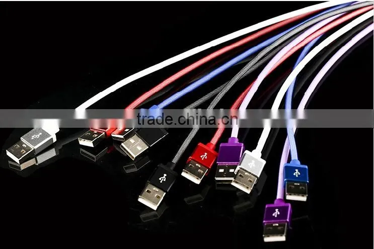 Tangle Resistant Aluminum Mesh Braided Micro 5 pin USB Charger Cable for Samsung