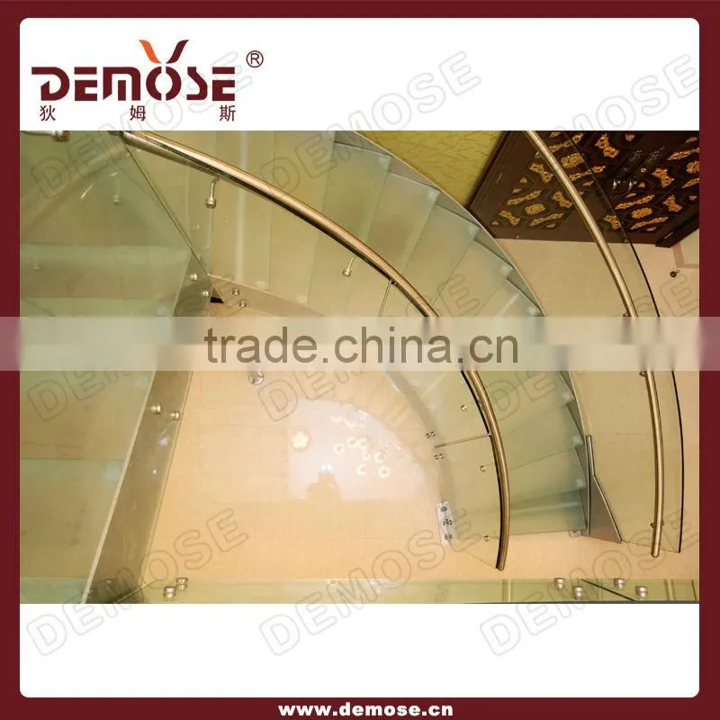 stainless steel glass and oak spiral staircase