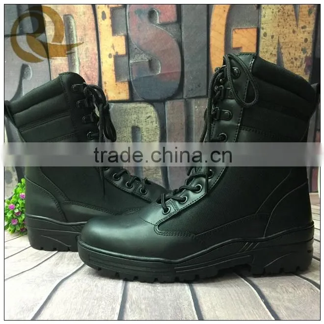 Black genuine leather waterproof jungle tactical military boots