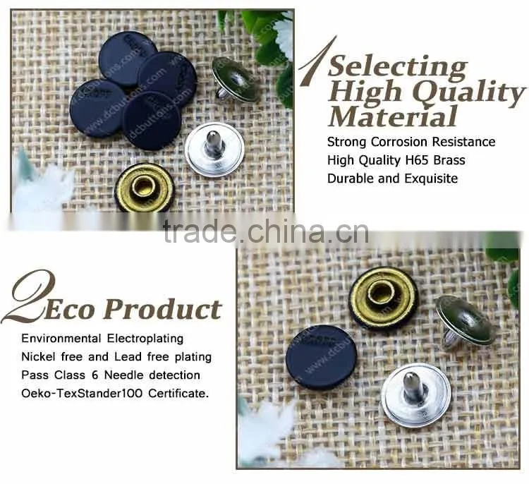 Oeko-tex jeans rivet Black color custom logo metal button for jean