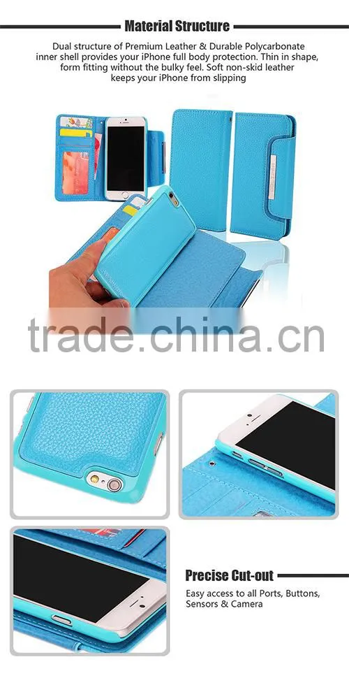2 in 1 Book Style Manufacturer Wholesale With Screen Portector Leather Mobile Phone Case for iphone 6