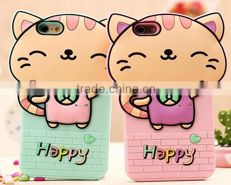 2016 high quality cute cartoon silicone cell phone case for iphone 6 6s