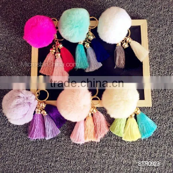 10cm Rabbit Fur Heart Shape Ball PomPom Cell Phone Car Fur Key Chain