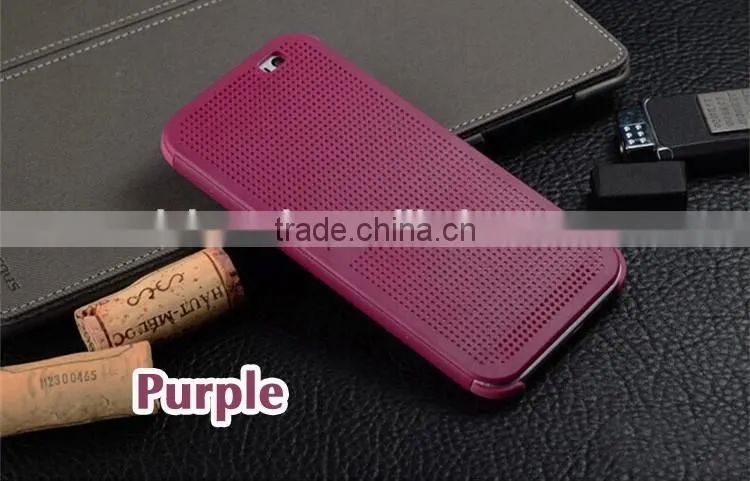 Smart Flip Dot View Cover Case For HTC One M8 Auto Sleep Wake function Phone Case With Stylish Matrix Design