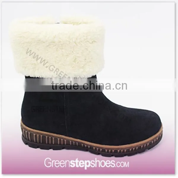 Fur Boots Chocolate Cow Suede Leather boots Women 2015