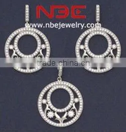 Italy design silver jewelry set, micro pave setting, AAA grade cz, high quality rhodium plated,silver ring, earings, and pendant