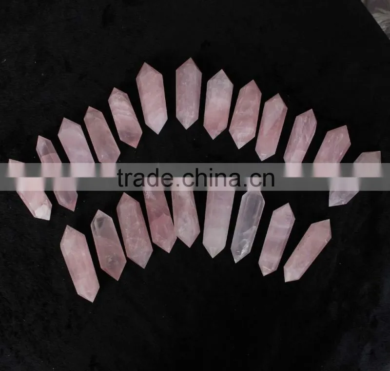 pink color natural polished rose quartz stone crystal points